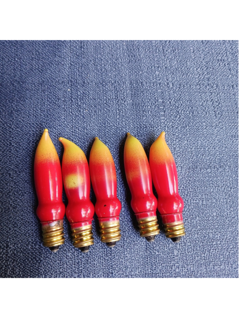 VTG Christmas Candle Red Orange Flame Glass Bulb C7 Lot of 5 Candelabra